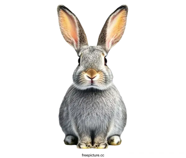[Transparent Background PNG]Adorable Gray Rabbit Portrait