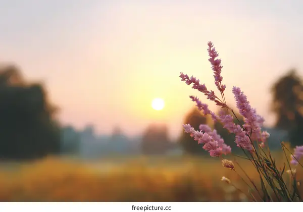 Sunrise Field Flowers Nature Photography