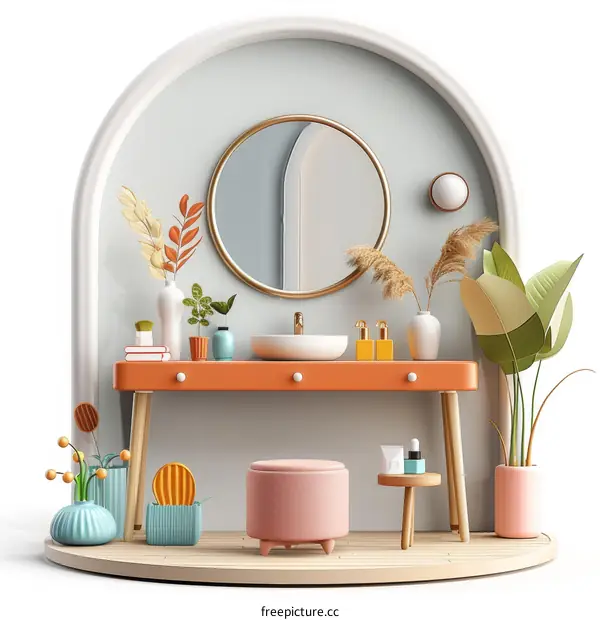 Modern Bathroom Vanity with Stylish Decor and Plants