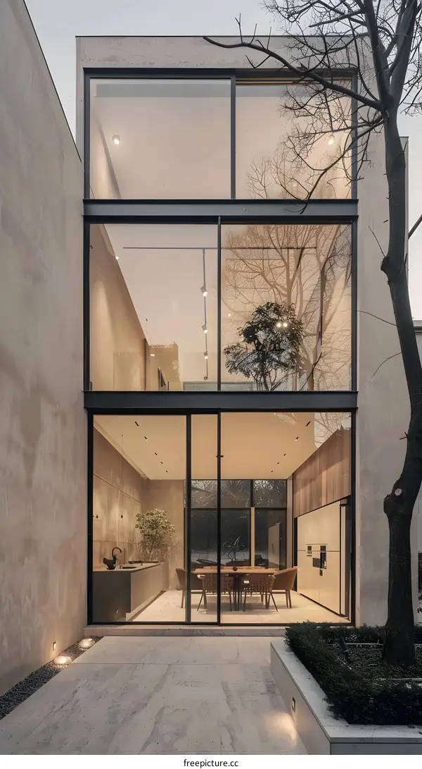 Modern House With Large Glass Windows