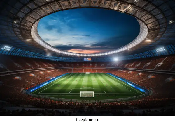 A Soccer Stadium Filled with Fans Watching a Game