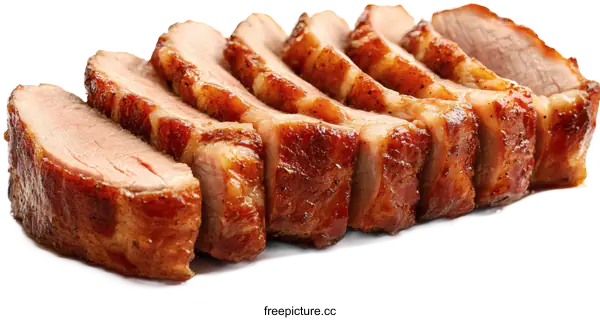 [Transparent Background PNG]Sliced Roasted Pork Tenderloin Close-up