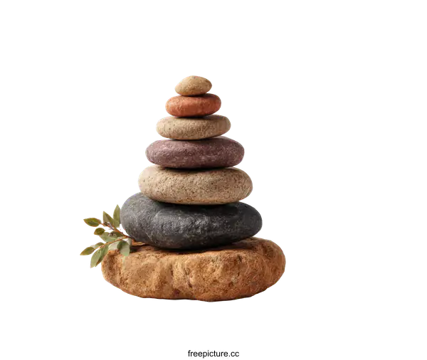 [Transparent Background PNG]Balanced Stack of Stones and Natural Aesthetics