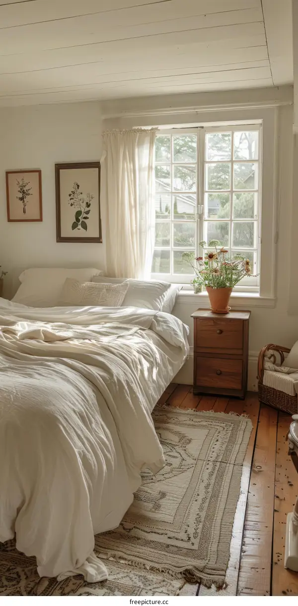 Cozy White Bedroom with Neutral Decor