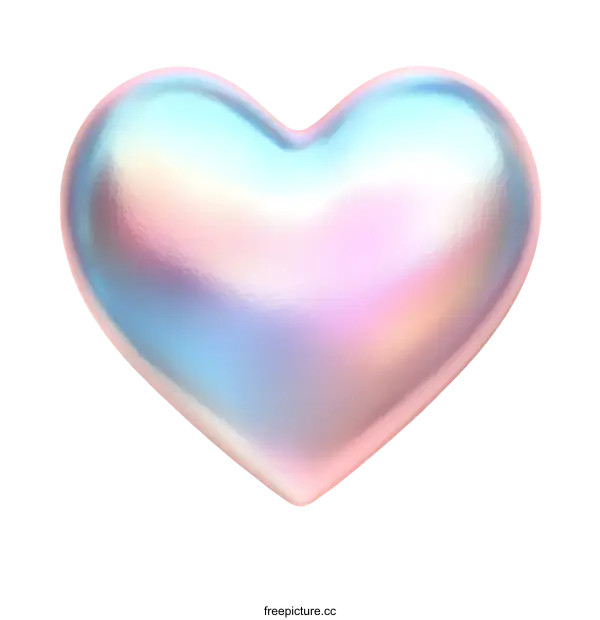 [Transparent Background PNG]Beautiful Holographic Heart Shape Illustration