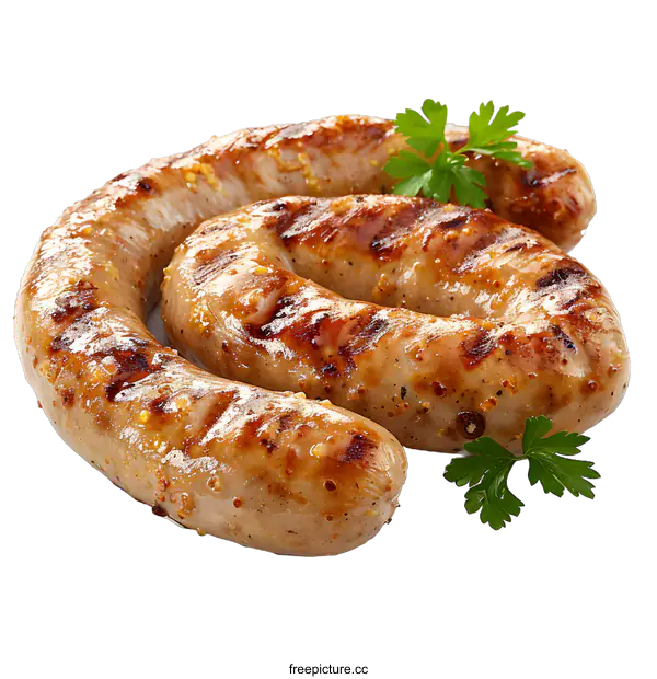 [Transparent Background PNG]Grilled sausages on white background
