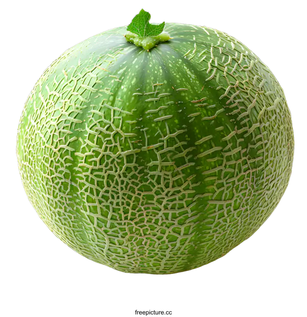 [Transparent Background PNG]A green melon with a leaf on top