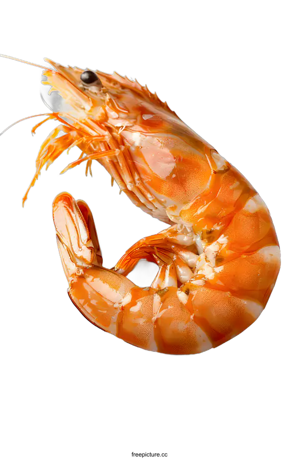 [Transparent Background PNG]A large cooked prawn on a white background