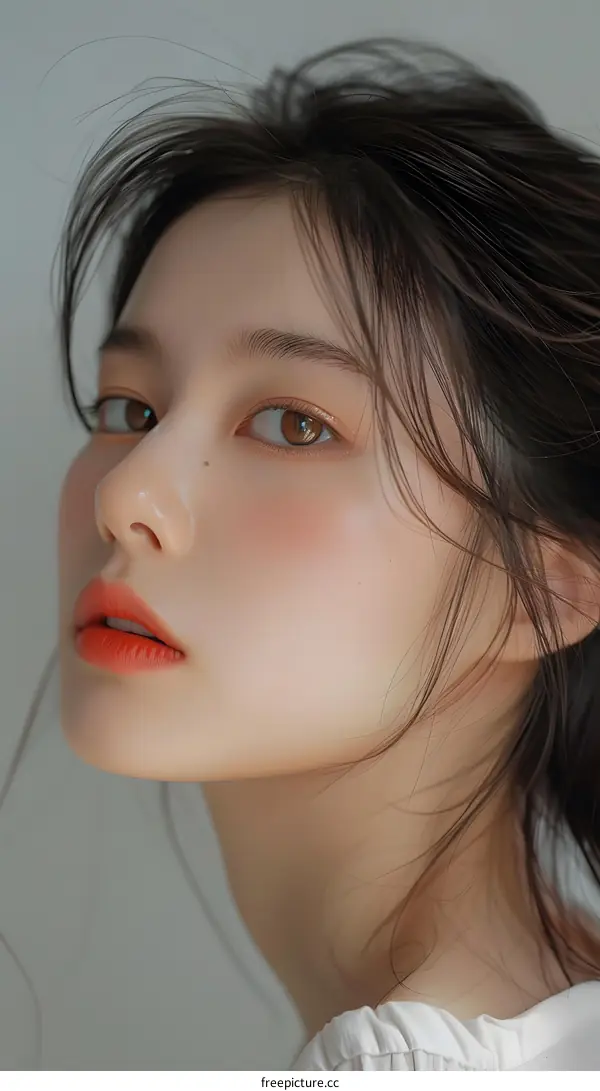 Close Up Portrait of a Young Woman With Long Hair