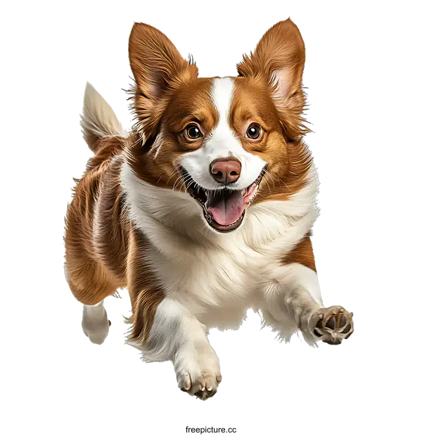 [Transparent Background PNG]Happy Dog Running in Mid-Air