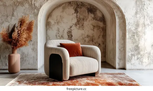 Modern Beige Sofa in Rustic Interior Design