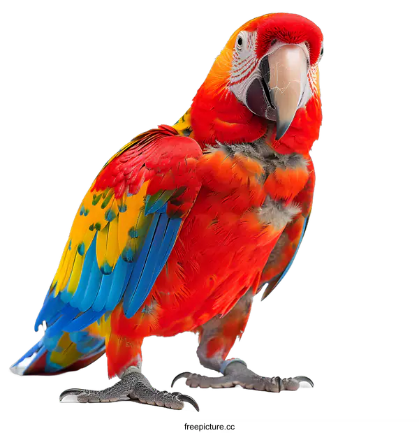 [Transparent Background PNG]A brightly colored parrot with red, blue, and yellow feathers