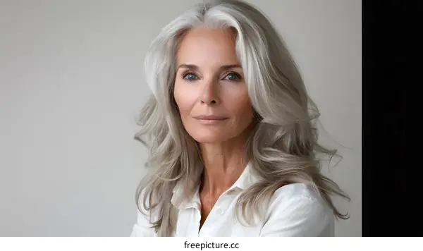 Portrait of a Beautiful Senior Woman with Silver Hair