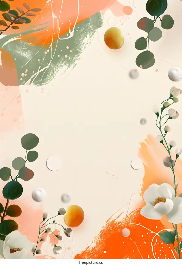 Abstract Floral Background With Watercolor Strokes And Circles