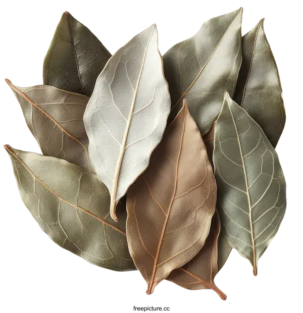 [Transparent Background PNG]Dried Bay Leaves Close-up