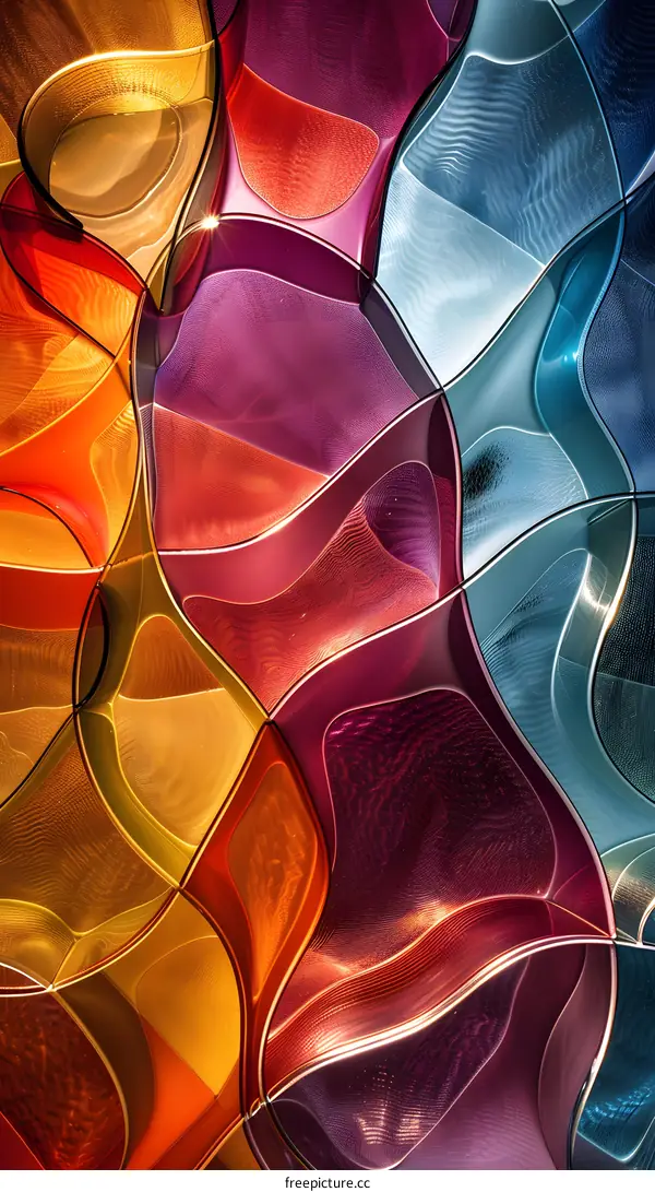 Abstract Colorful Glass Panels with Geometric Patterns