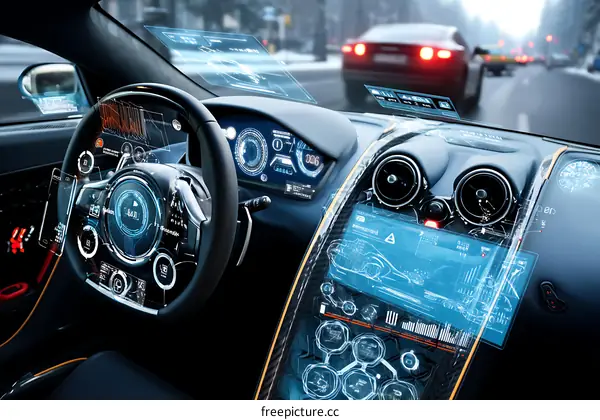 Futuristic Car Interior with Advanced Technology