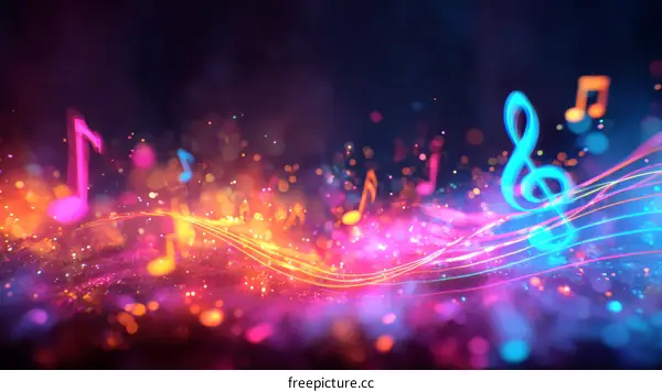 Colorful Music Notes Background Illustration