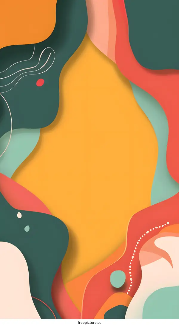 Abstract Paper Cut Background with Yellow, Orange, Red, Green, and White Colors