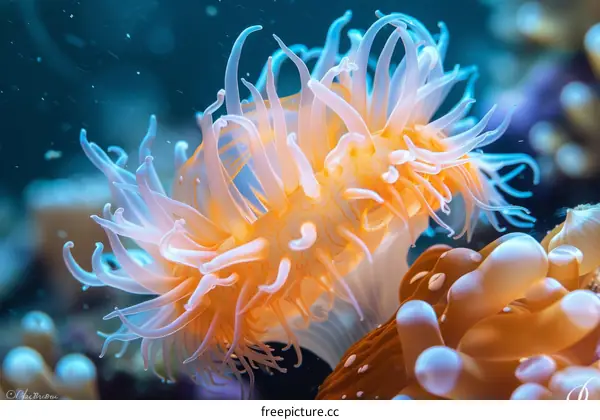 A beautiful anemone with long white tentacles.