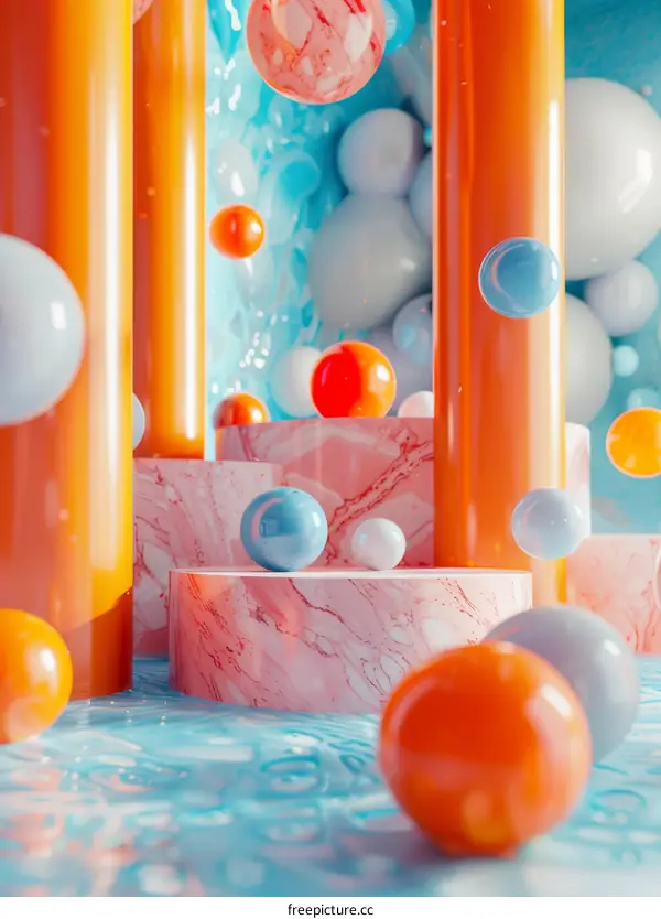 Colorful Abstract Geometric Composition with Balls