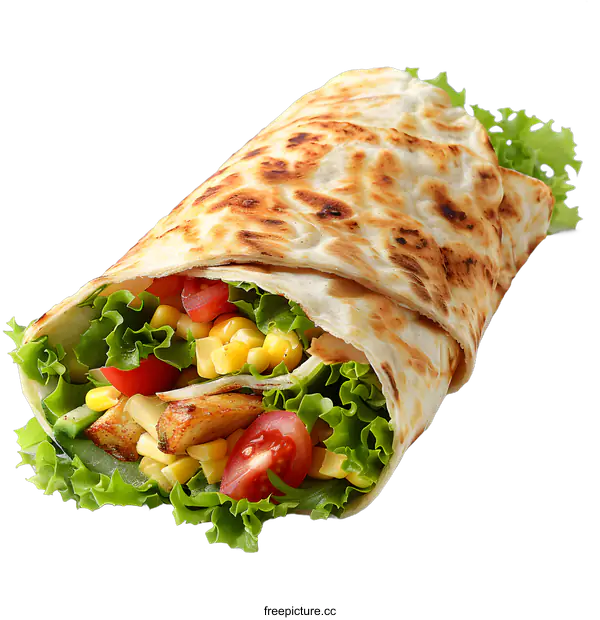 [Transparent Background PNG]Fresh and tasty shawarma with vegetables