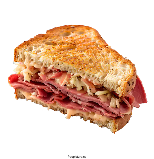 [Transparent Background PNG]Delicious Reuben Sandwich on White