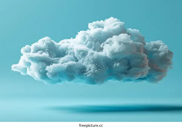 3D rendering of a white cloud on a blue background