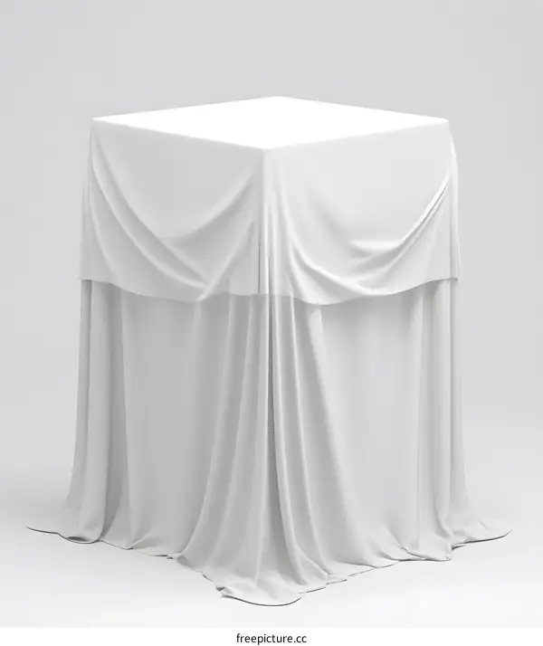 White Fabric Covering a Square Platform