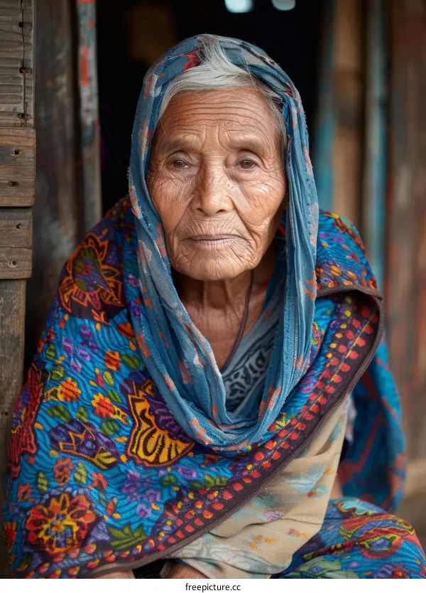 Portrait of an Elderly Woman in Traditional Dress