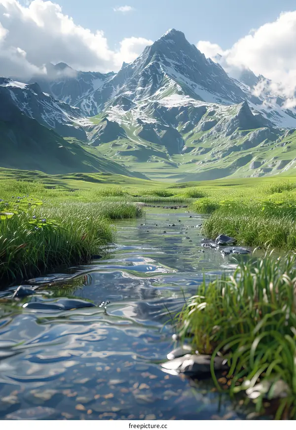 Mesmerizing Mountain Landscape with River Cutting Through Lush Valley