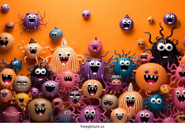A Group of Funny and Colorful Monsters