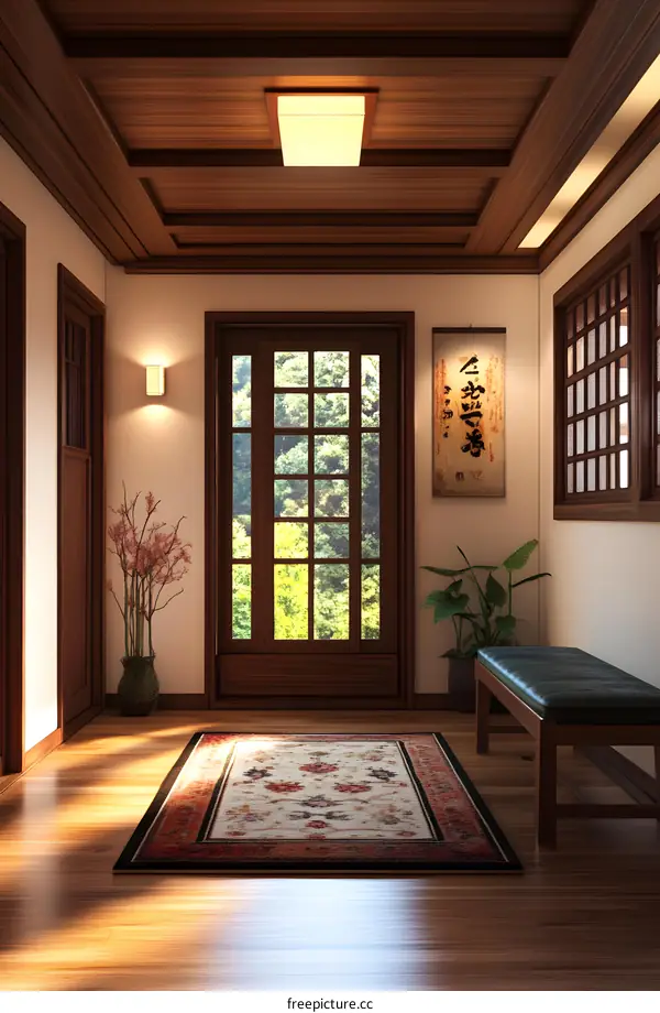 Japanese Style Entrance Hallway Interior Design