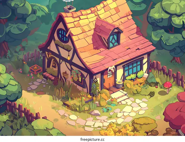 Small Cottage in the Woods Illustration
