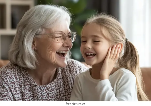 Grandmother and Granddaughter Sharing Joyful Moment