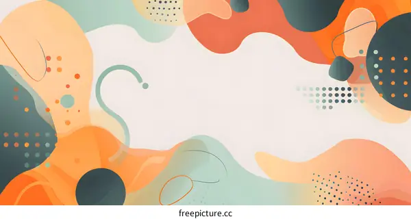 Abstract Background with Organic Shapes in Orange, Green and Beige