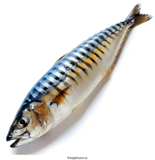 Smoked Mackerel Fish on White Background