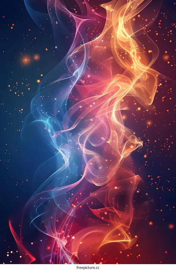 Abstract Colorful Smoke Nebula with Glowing Stars