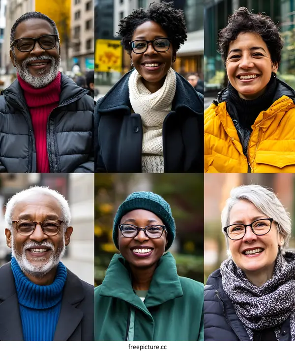 Smiling Faces of Diverse People in a Collage Format