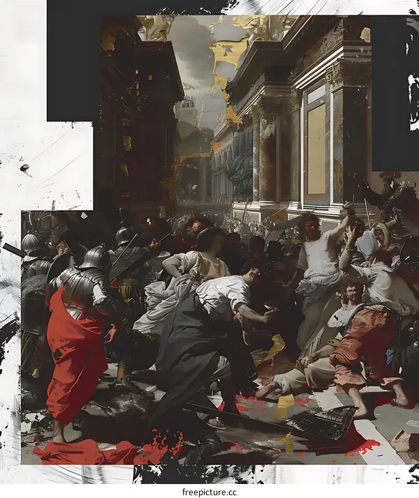 The Death of Marat Painting with Contemporary Graffiti