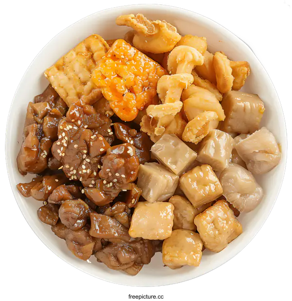 [Transparent Background PNG]Assortment of Chinese Snacks in a White Bowl