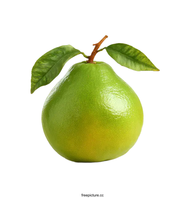[Transparent Background PNG]Fresh Green Pomelo with Leaves Isolated