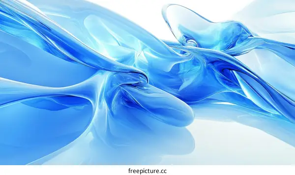 Abstract Blue Liquid Flowing Art