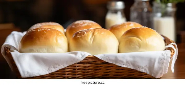 Freshly Baked Bread Rolls in a Basket