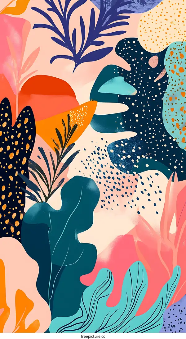 Abstract Tropical Leaves Pattern Illustration