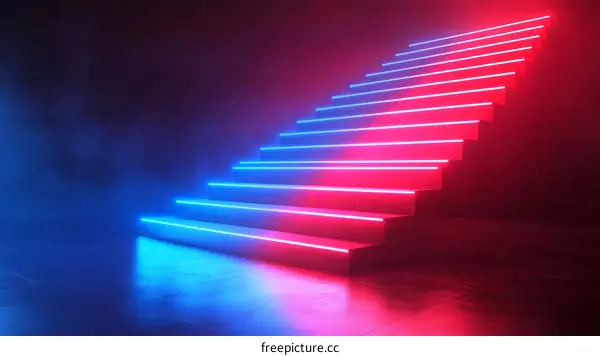 Neon Steps Abstract Background