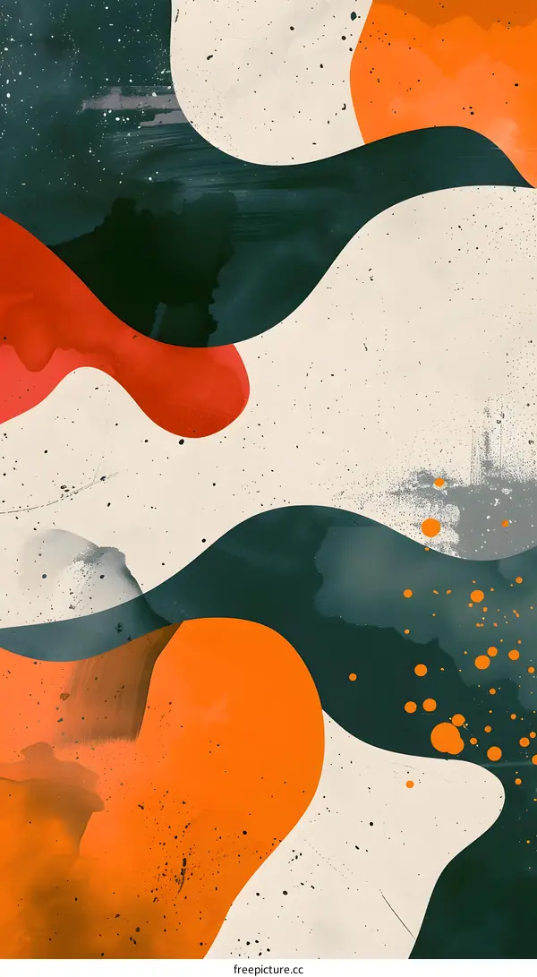 Abstract Art with Orange Red and Green Colors