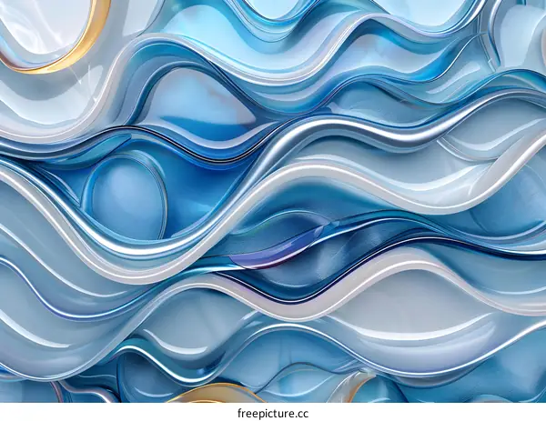 Abstract Blue And White Wavy Lines 3D
