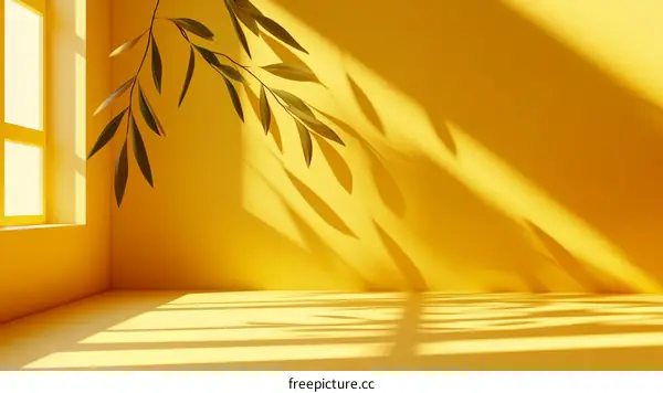 Sunny Yellow Room with Plant Shadows