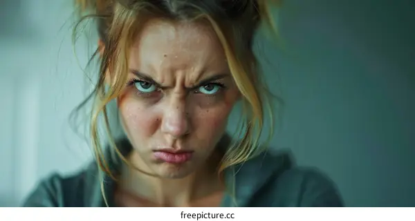Close-up Angry Woman Portrait